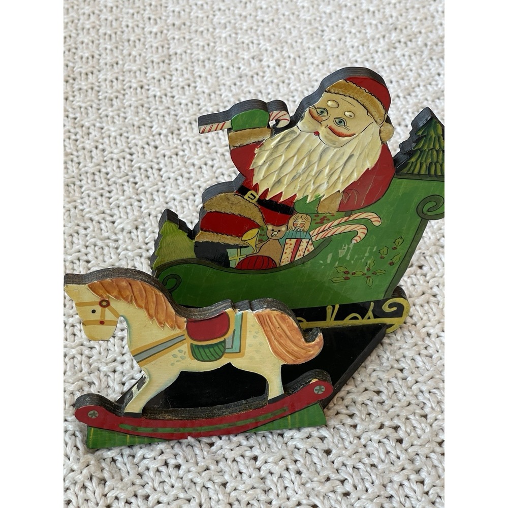 Vintage 1950's/1960's Santa Clause Letter Holder - Wood/Handpainted - Folk Art